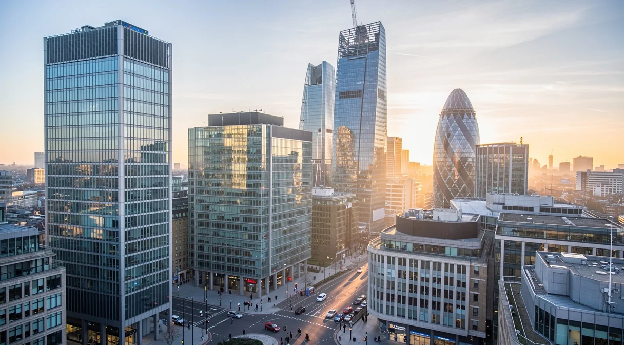 Quartier d'affaires de la City de Londres au lever du jour